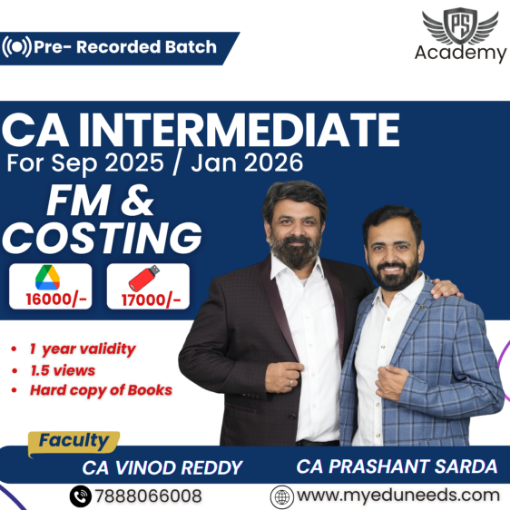 Picture of CA Inter Costing + FM  COMBO BY CA Vinod Reddy & CA Prashant Sarda - JAN 25 & SEP 25